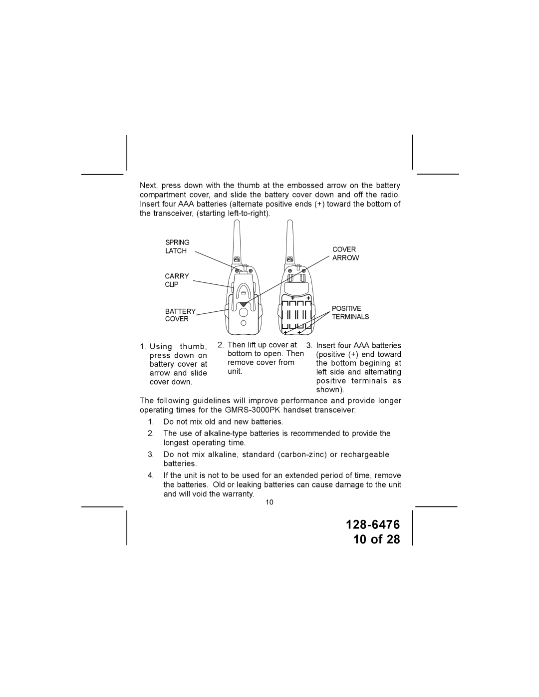 Audiovox GMRS-3000PK manual Will void the warranty 