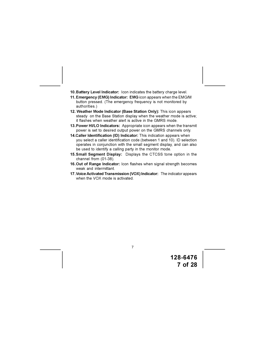 Audiovox GMRS-3000PK manual 128-6476 