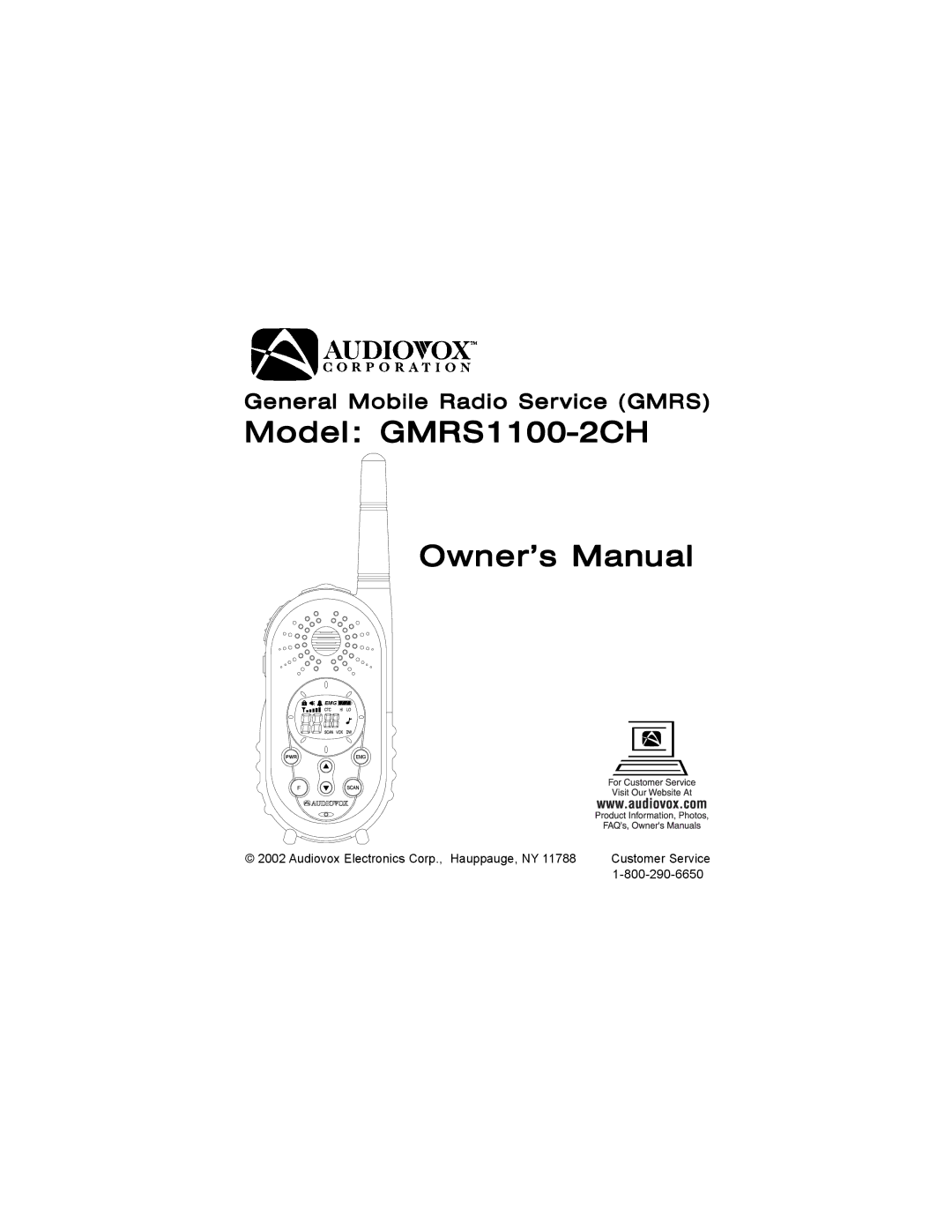 Audiovox manual Model GMRS1100-2CH 