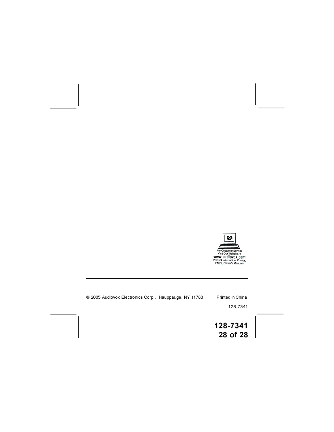 Audiovox GMRS1202CH owner manual Audiovox Electronics Corp., Hauppauge, NY 128-7341 