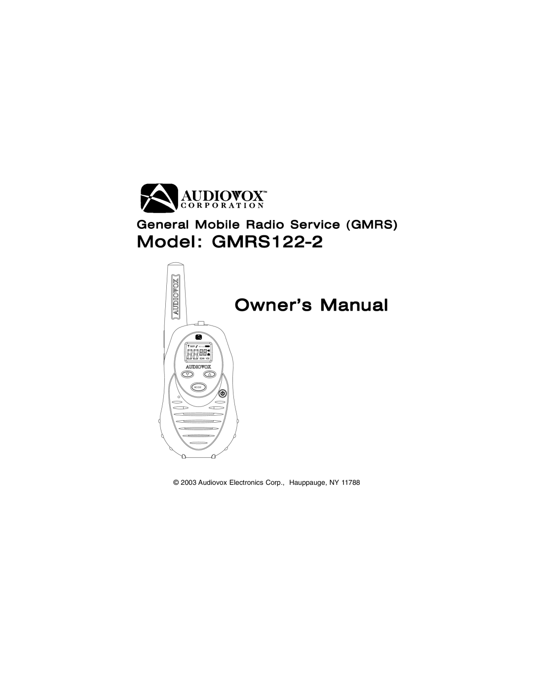 Audiovox manual Model GMRS122-2 