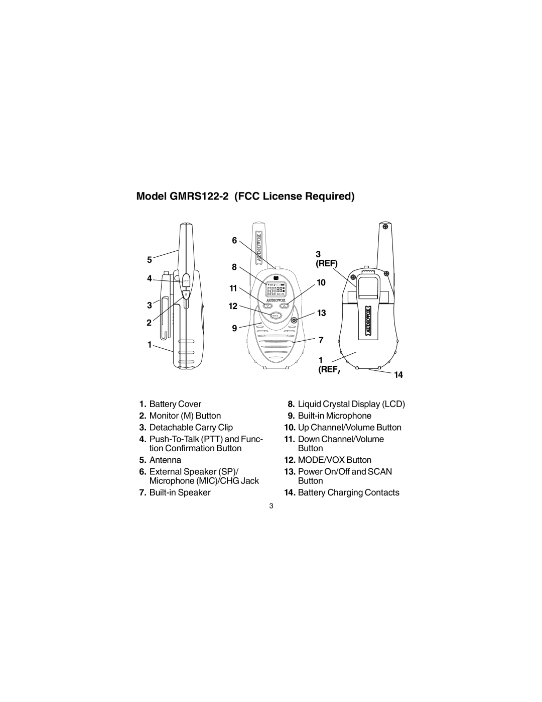 Audiovox manual Model GMRS122-2 FCC License Required 