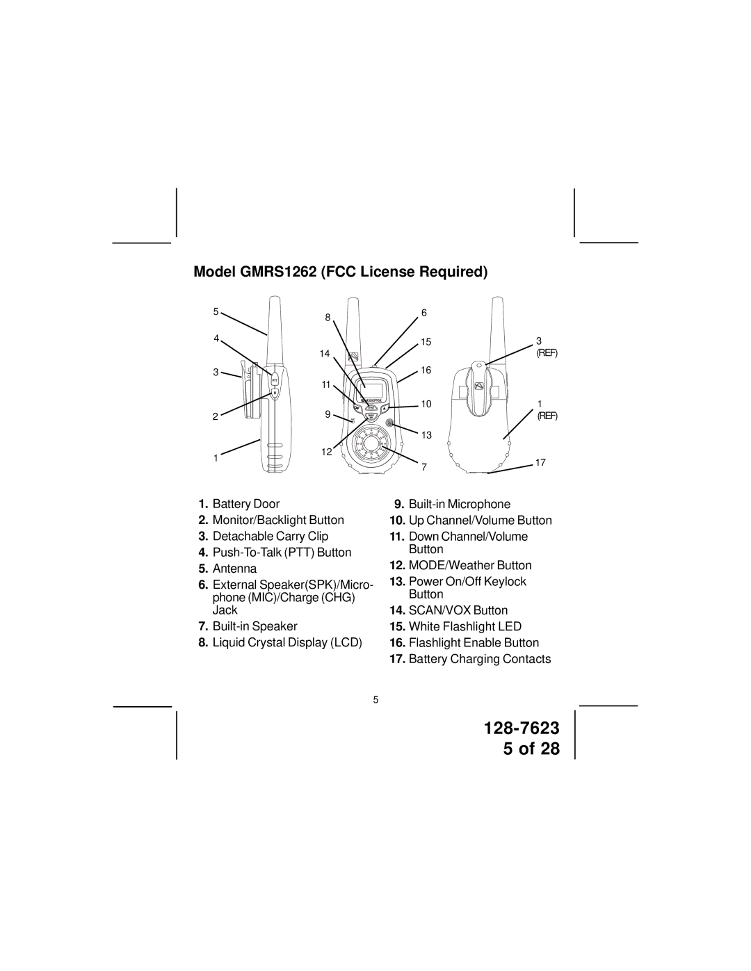 Audiovox owner manual Model GMRS1262 FCC License Required 