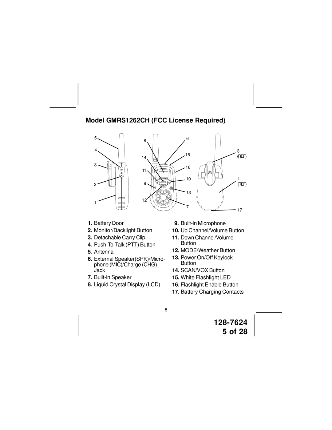 Audiovox owner manual Model GMRS1262CH FCC License Required 