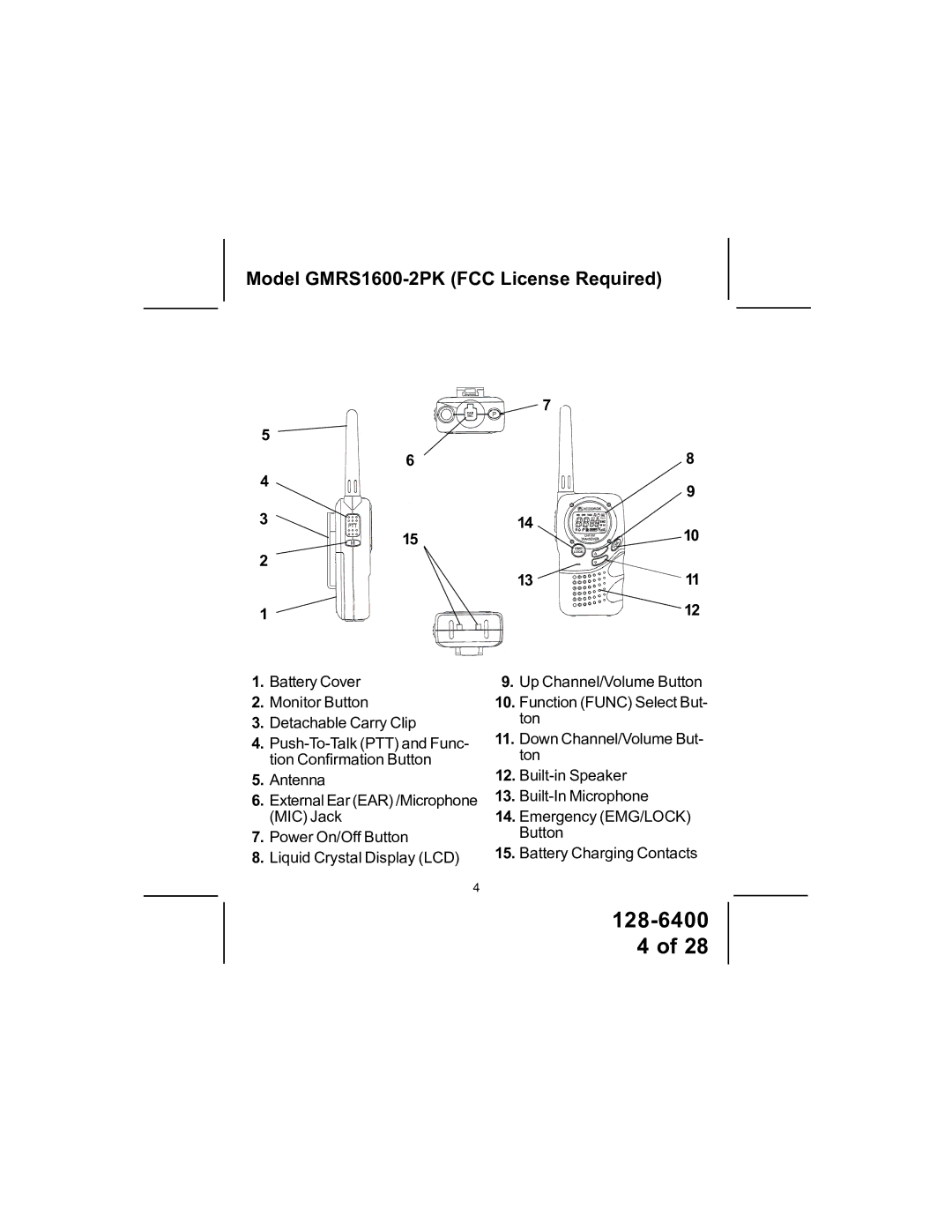 Audiovox manual Model GMRS1600-2PK FCC License Required 