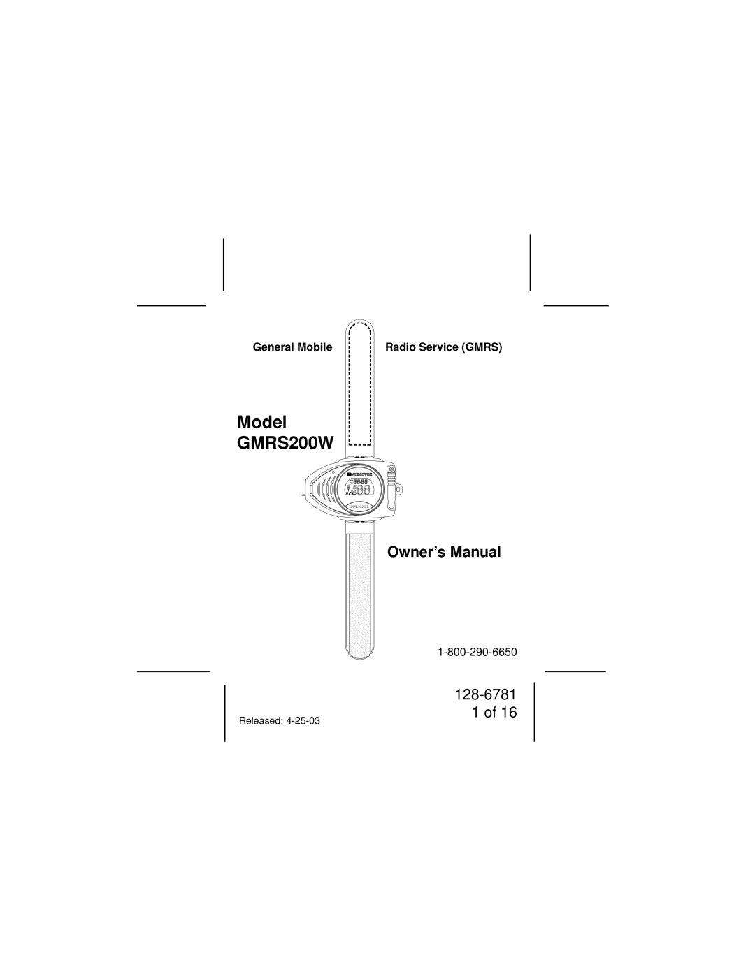 Audiovox owner manual Model GMRS200W 