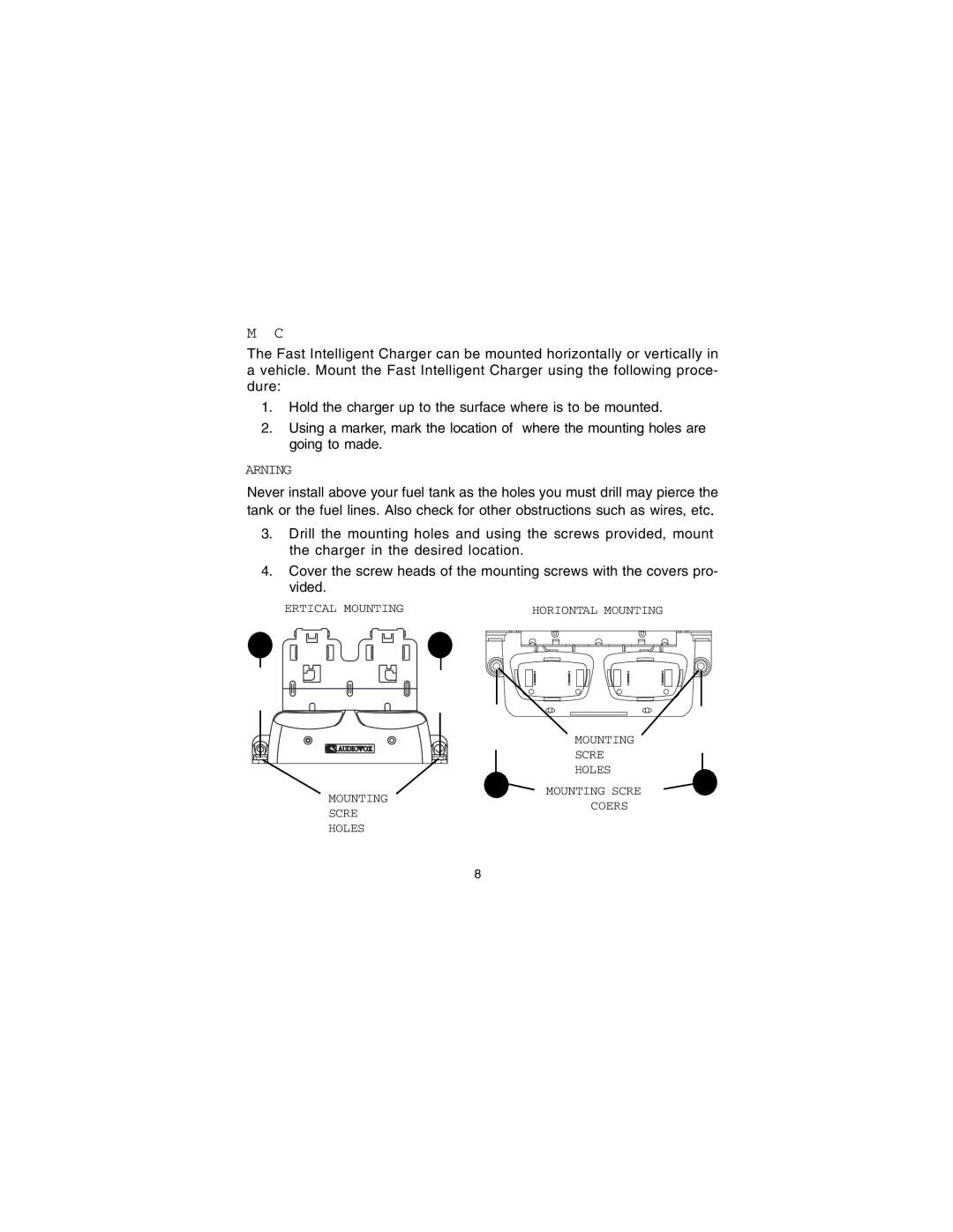 Audiovox GMRS2VMK manual Mounting the Charger 