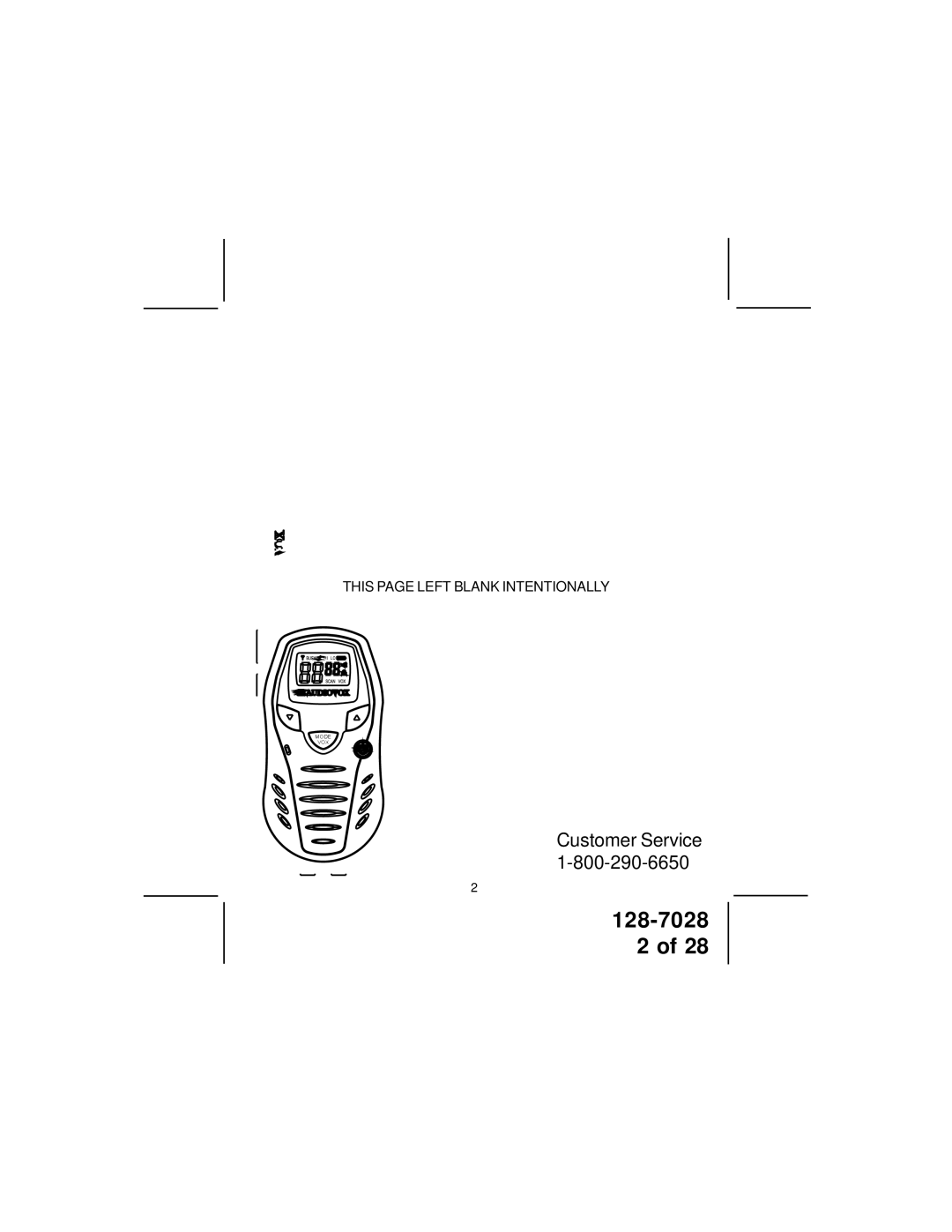 Audiovox GMRS6000-2CH owner manual This page Left Blank Intentionally 