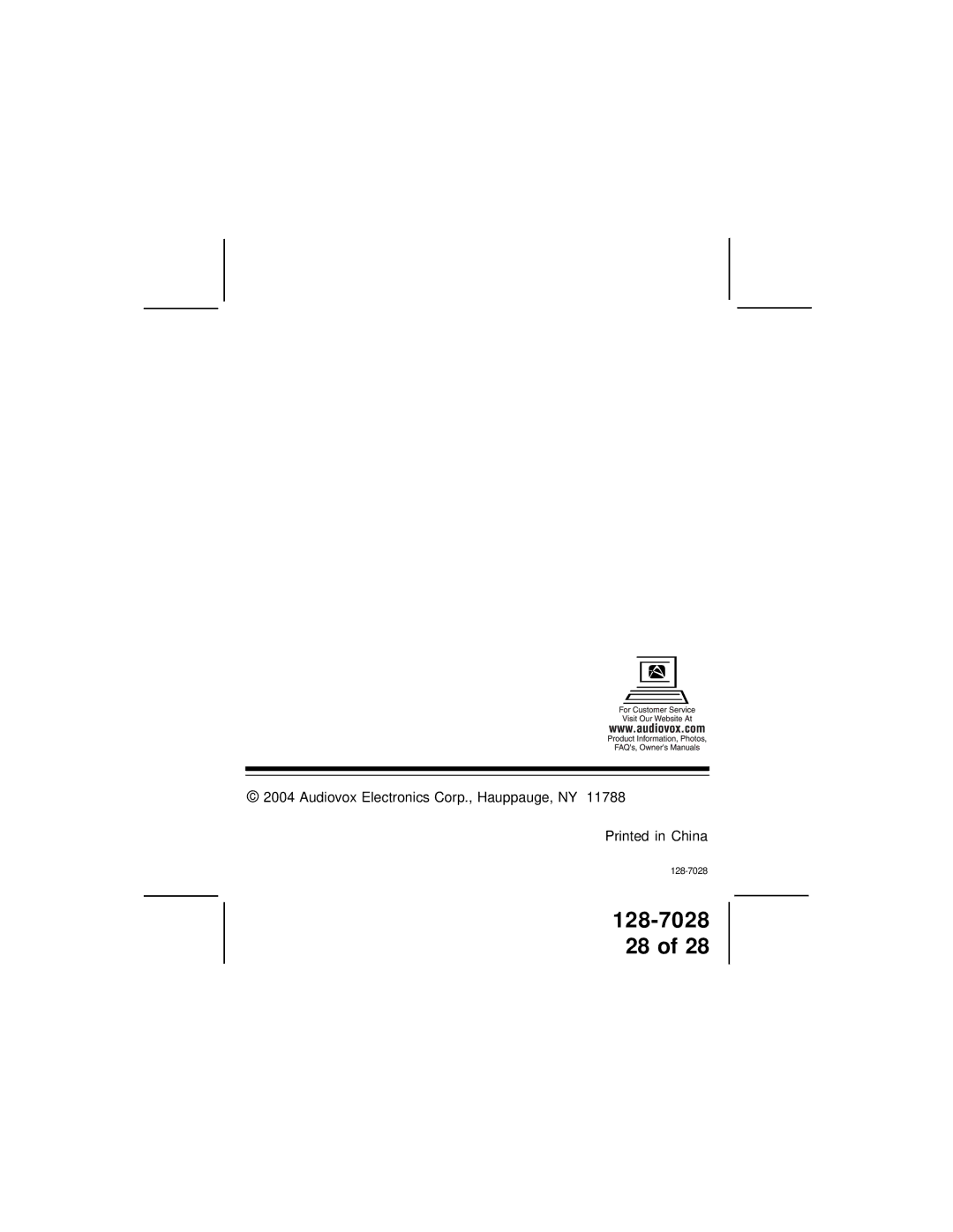 Audiovox GMRS6000-2CH owner manual Audiovox Electronics Corp., Hauppauge, NY 