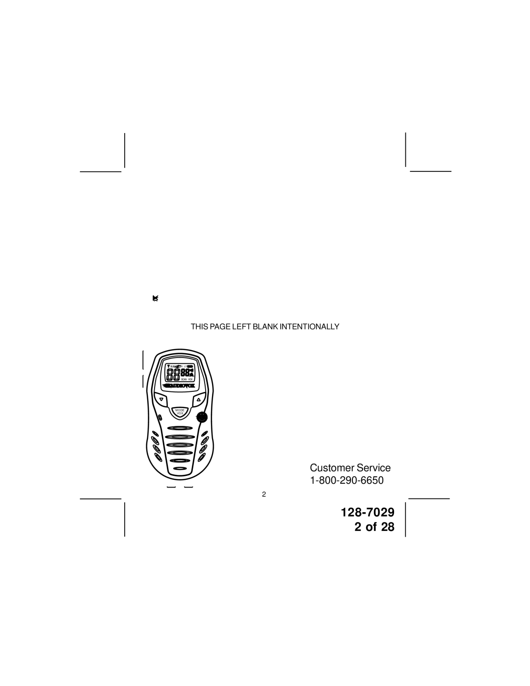 Audiovox GMRS6000-2PK owner manual This page Left Blank Intentionally 