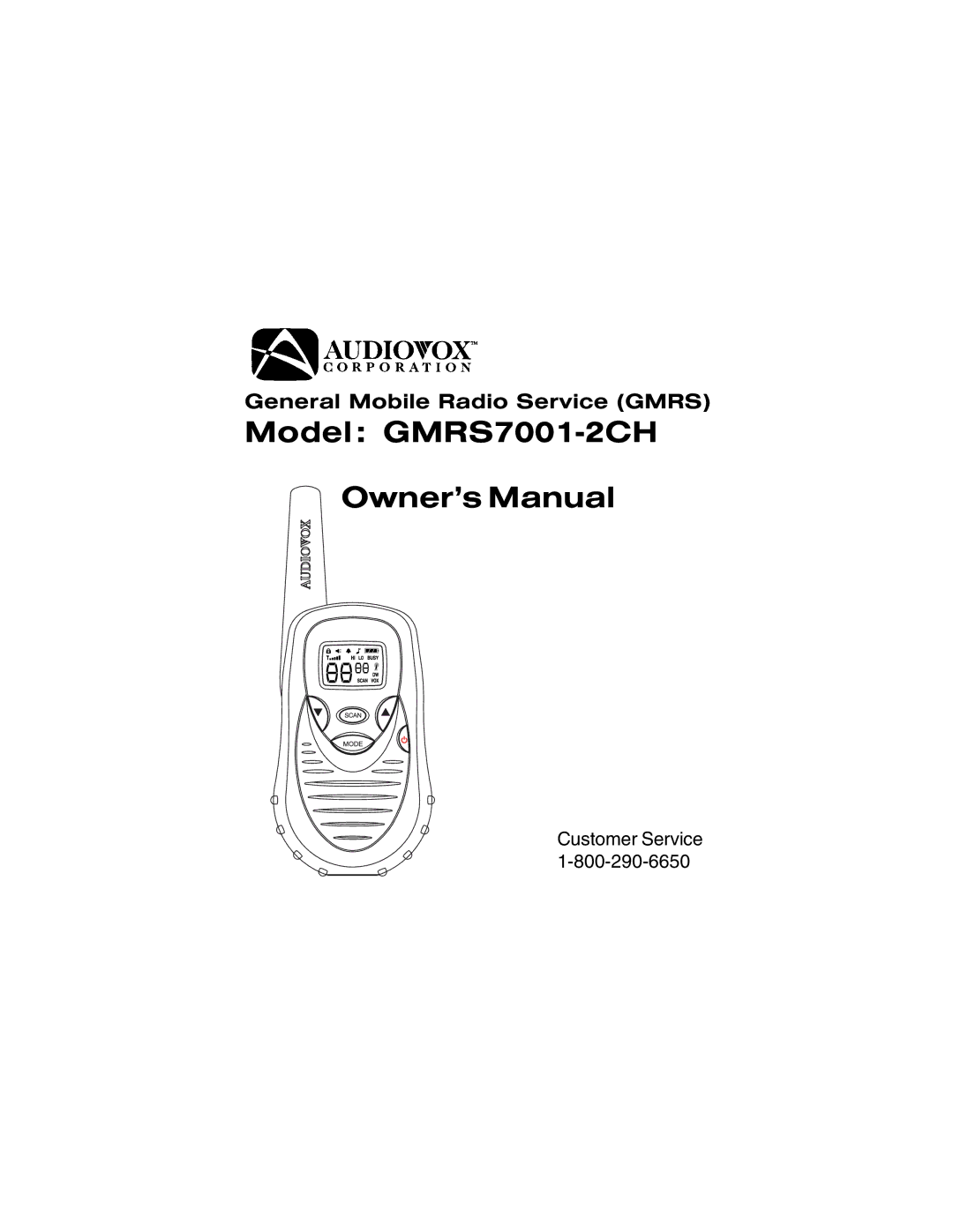 Audiovox owner manual Model GMRS7001-2CH 