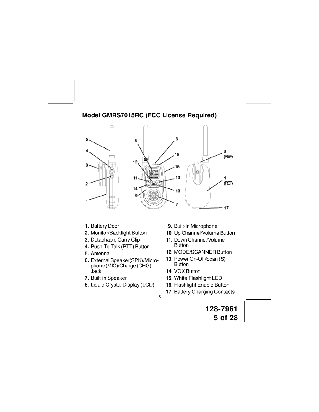 Audiovox owner manual Model GMRS7015RC FCC License Required 