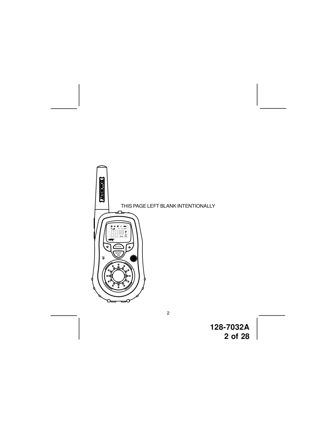 Audiovox GMRS9010-2 owner manual This page Left Blank Intentionally 