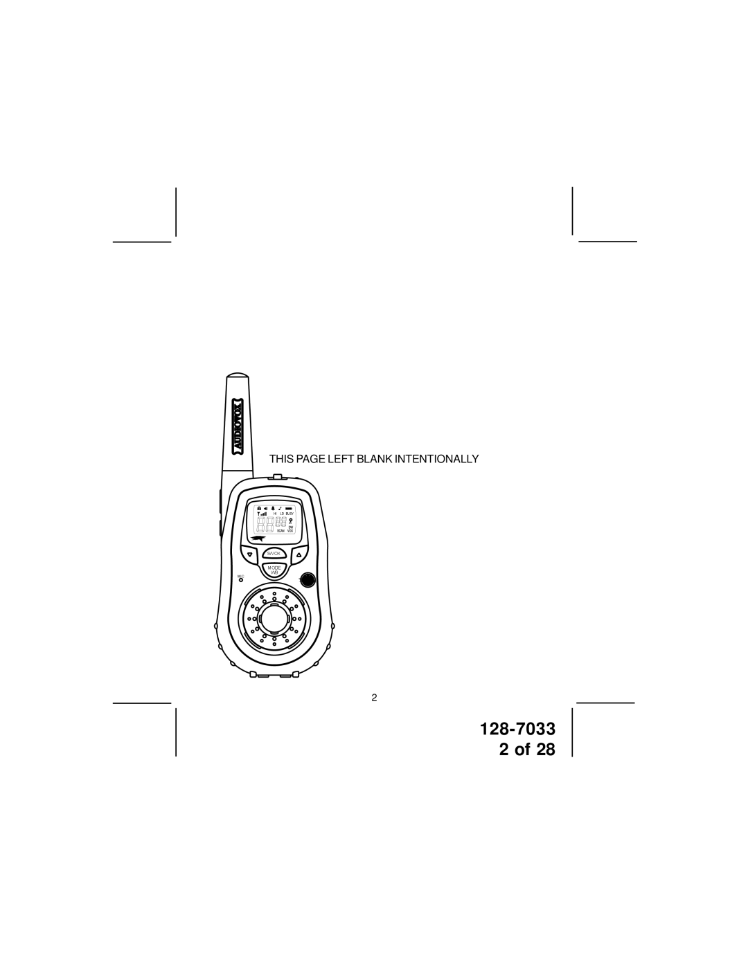 Audiovox GMRS9010-2CH owner manual This page Left Blank Intentionally 