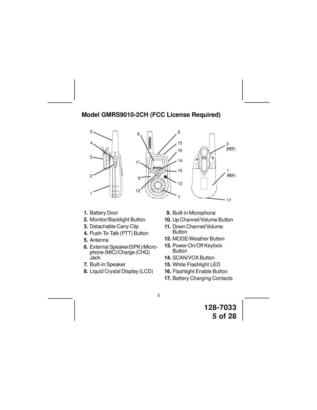 Audiovox owner manual Model GMRS9010-2CH FCC License Required 