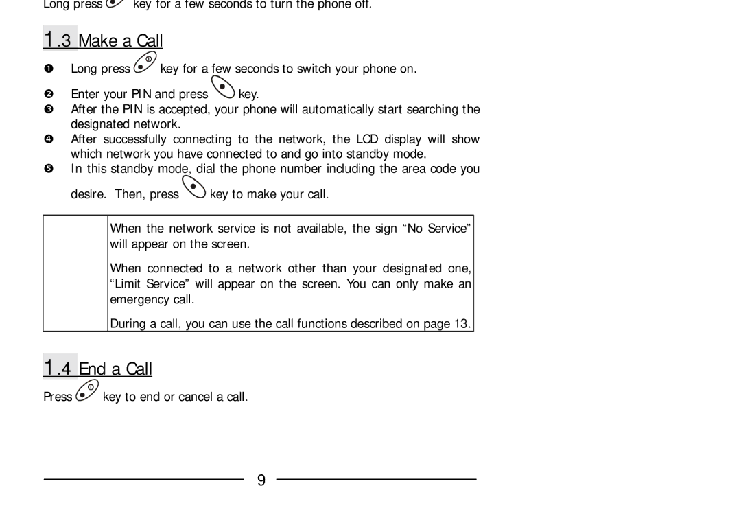 Audiovox GSM 900 system user manual Make a Call, End a Call 