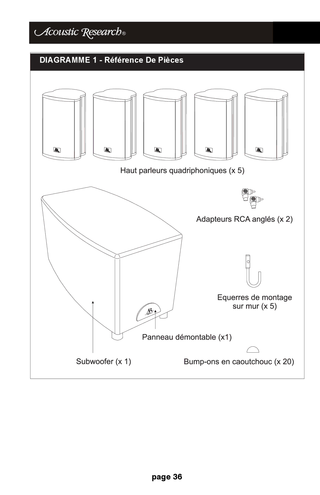 Audiovox HD510 operation manual Diagramme 1 Référence De Pièces 