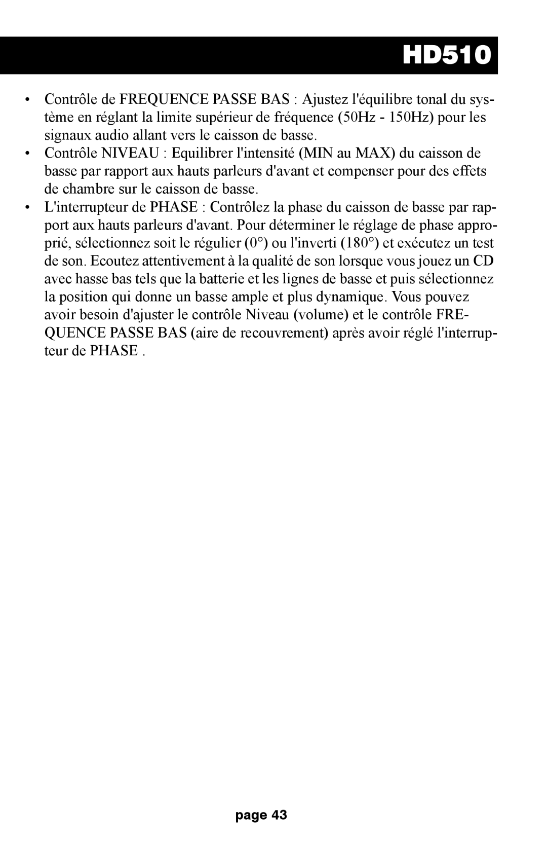 Audiovox HD510 operation manual 