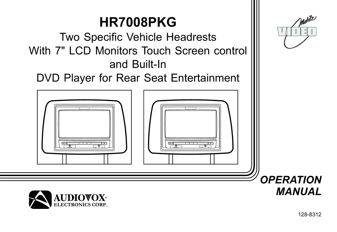 Audiovox HR7008PKG operation manual 