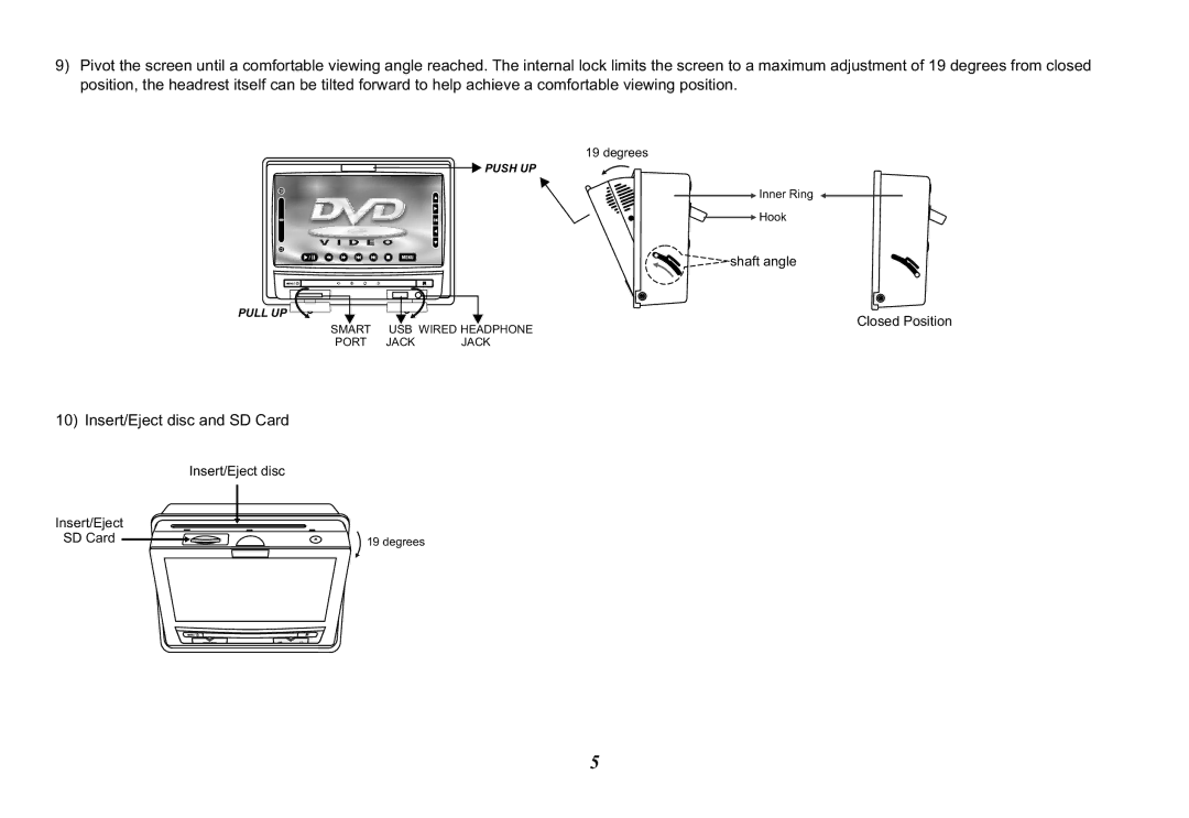 Audiovox HR7008PKG operation manual Insert/Eject disc and SD Card 