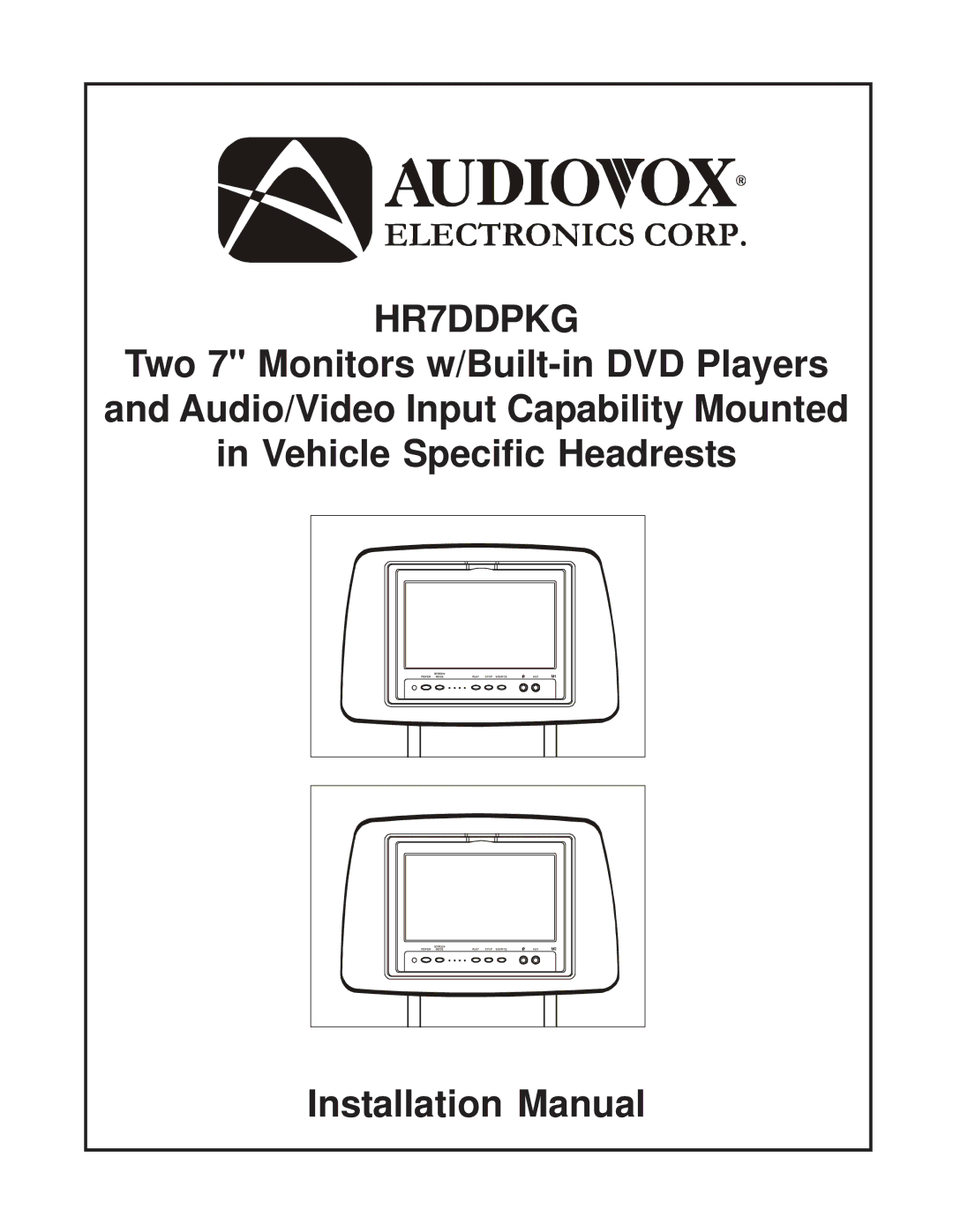 Audiovox HR7DDPKG installation manual 