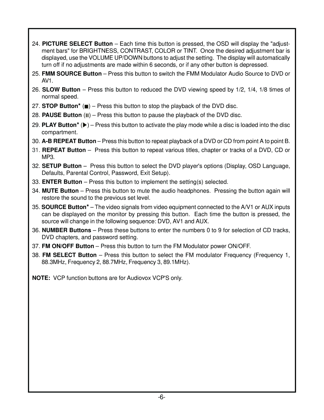 Audiovox HRDV700 operation manual 