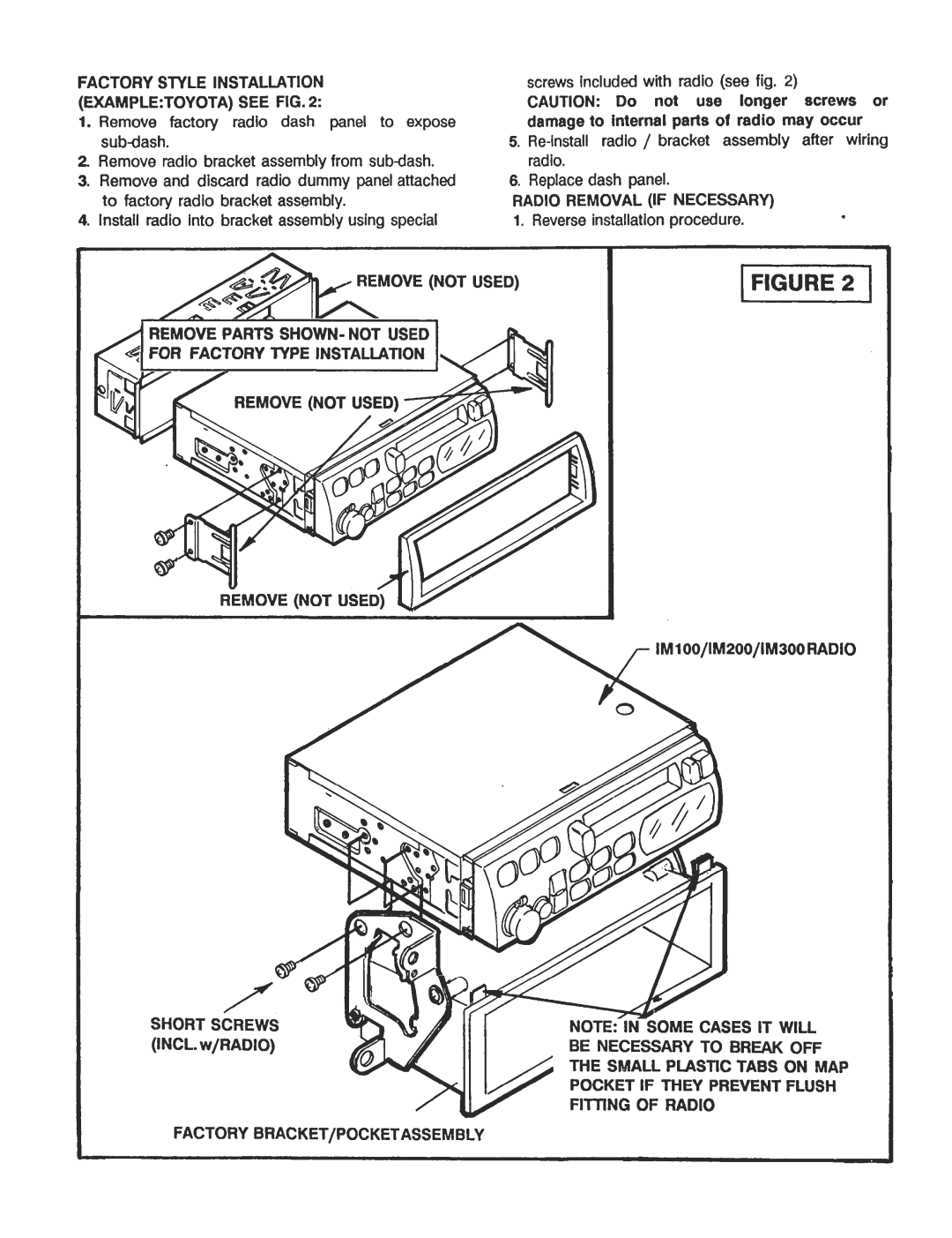 Audiovox IM-200, IM-100, IM-300 dimensions Factory Style Installation Exampletoyota see 