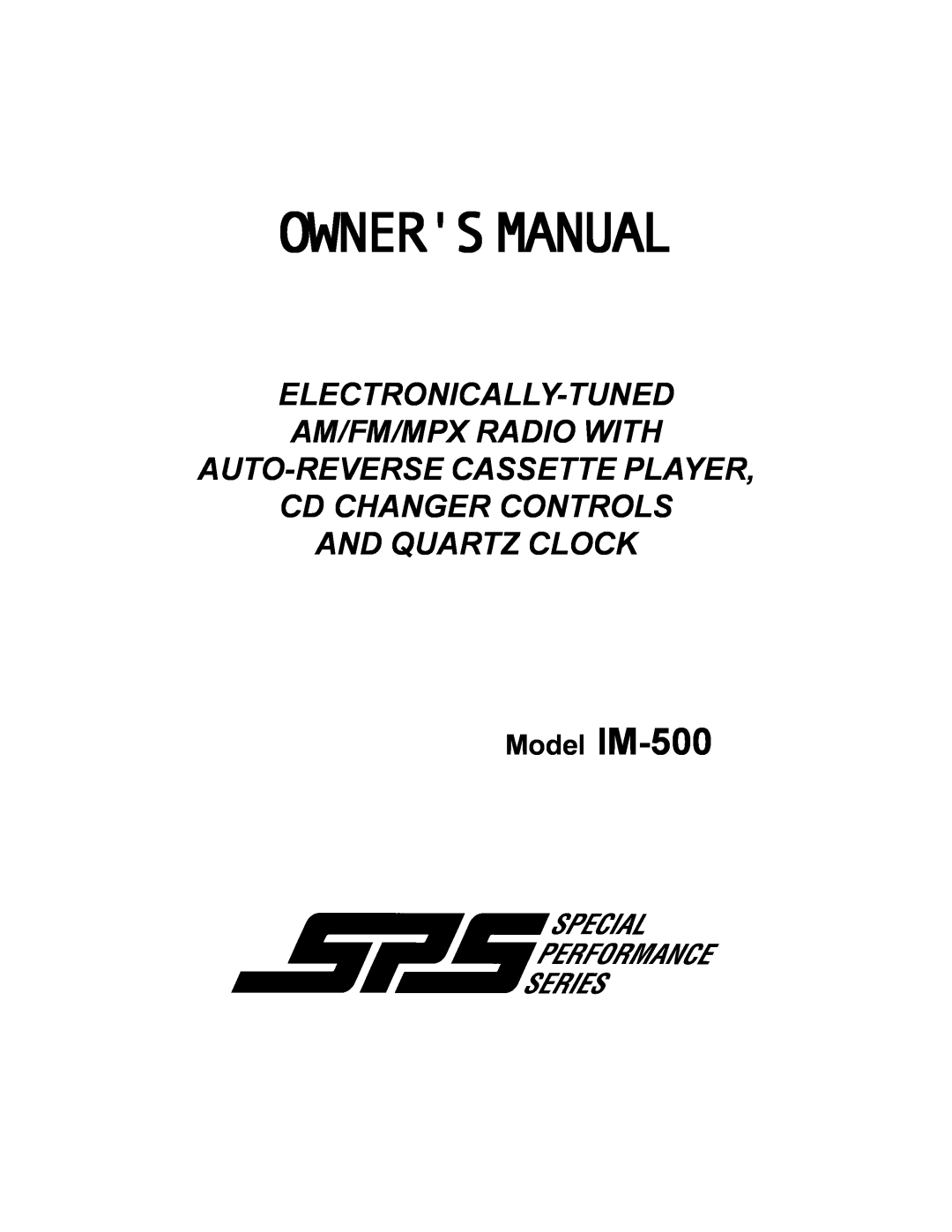 Audiovox owner manual Ownersmanual, Electronically-Tuned Am/Fm/Mpx Radio With, And Quartz Clock, Model IM-500 