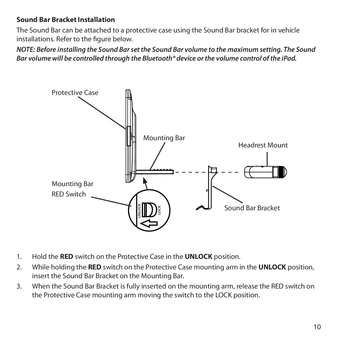 Audiovox IPD-SBBT manual Sound Bar Bracket Installation 