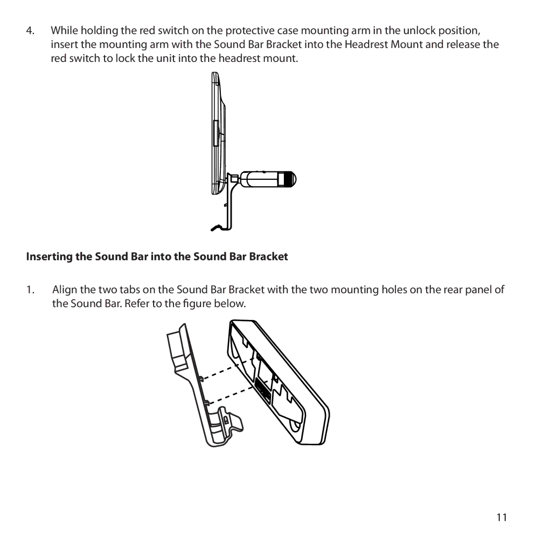 Audiovox IPD-SBBT manual Inserting the Sound Bar into the Sound Bar Bracket 