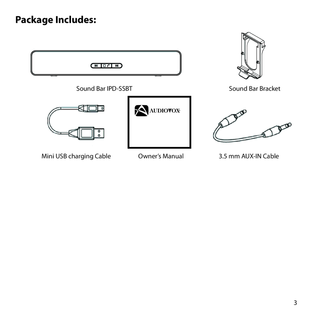 Audiovox IPD-SBBT manual Package Includes 