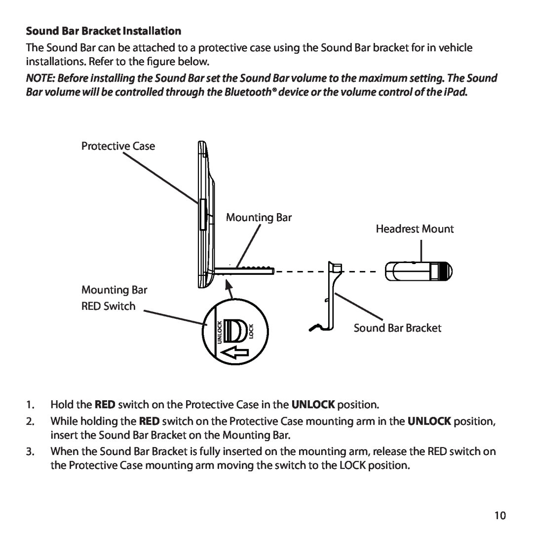 Audiovox IPD-SBBT manual Sound Bar Bracket Installation 