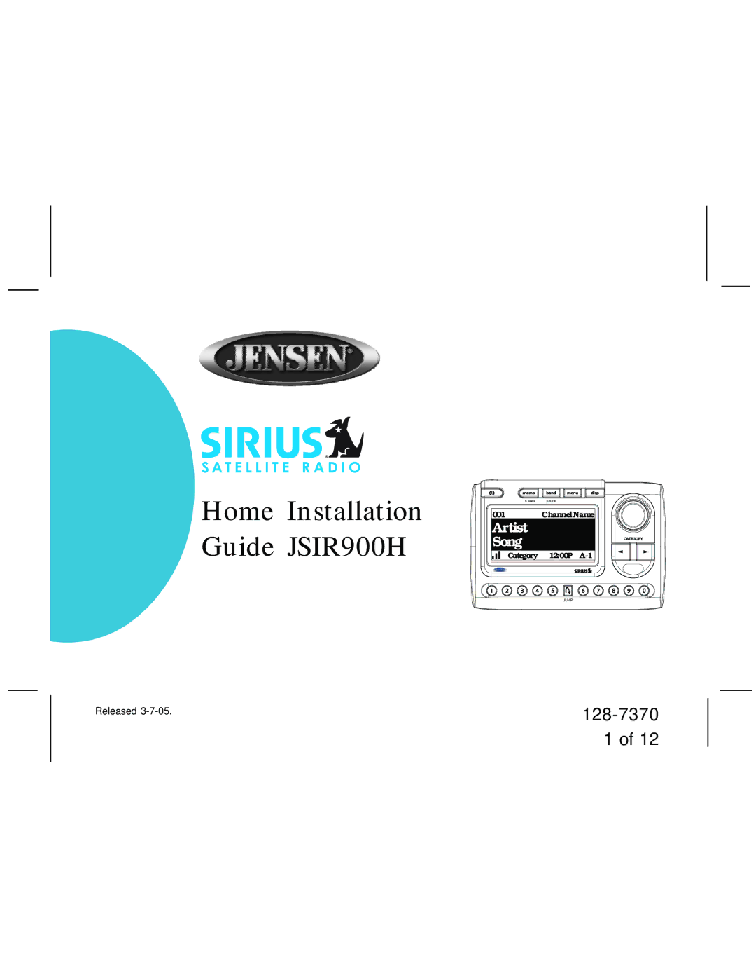 Audiovox manual Home Installation Guide JSIR900H 