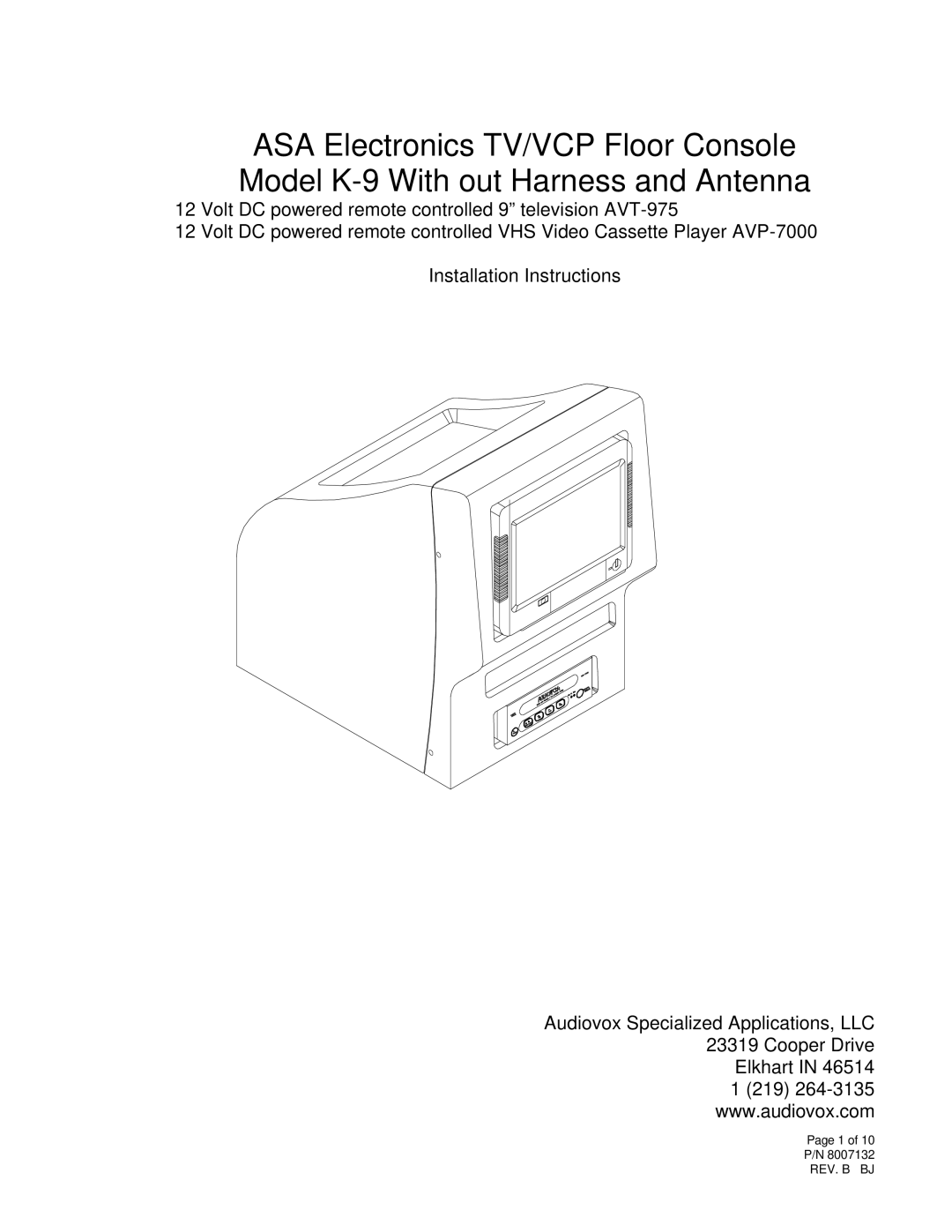 Audiovox K-9 installation instructions Rev. B Bj 