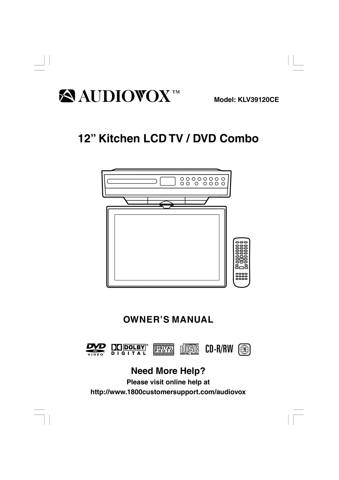 Audiovox KLV39120CE owner manual Kitchen LCD TV / DVD Combo 