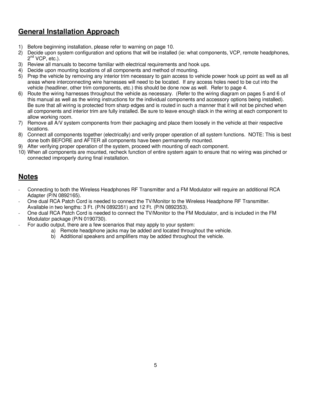 Audiovox LCM1331FDW installation manual General Installation Approach 