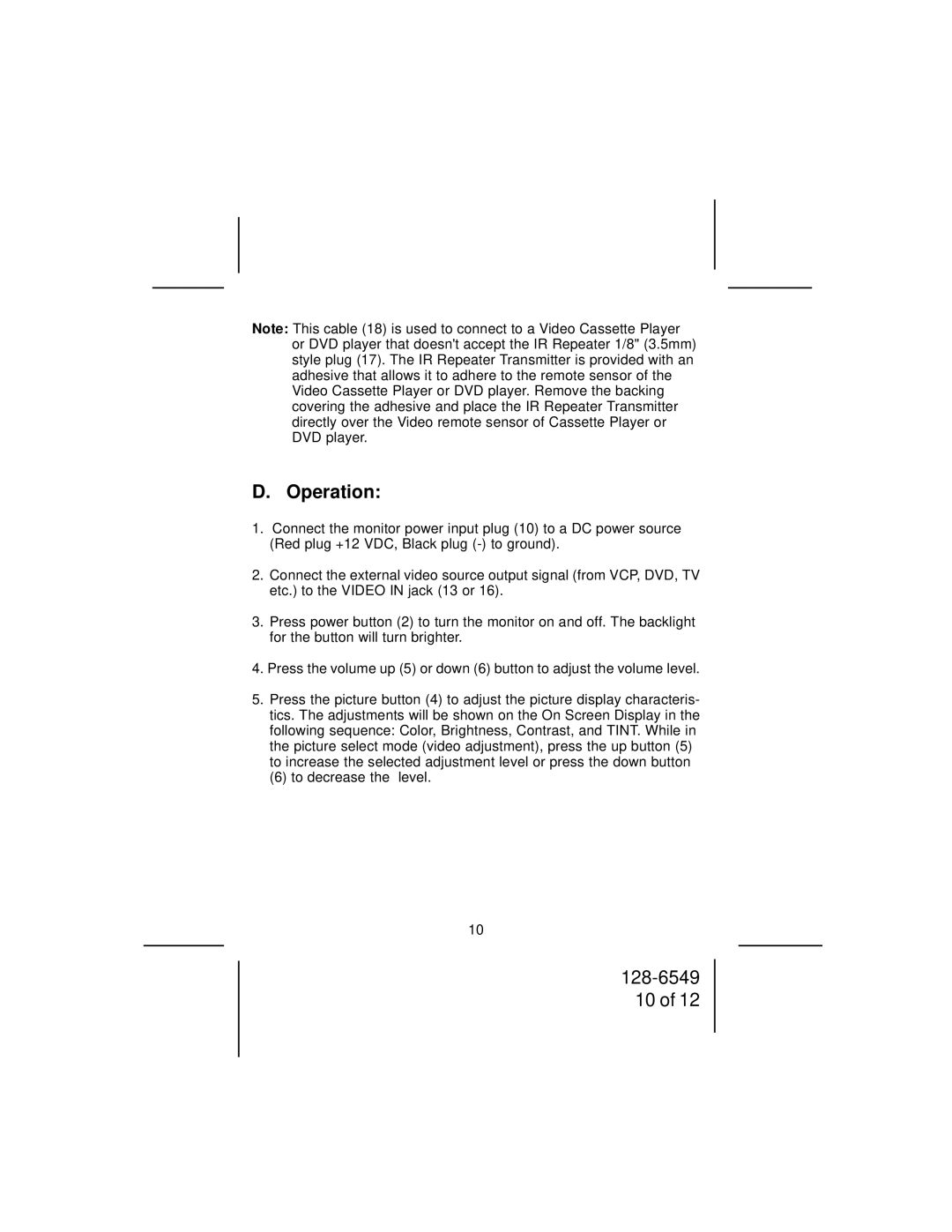 Audiovox LCM50 owner manual Operation 