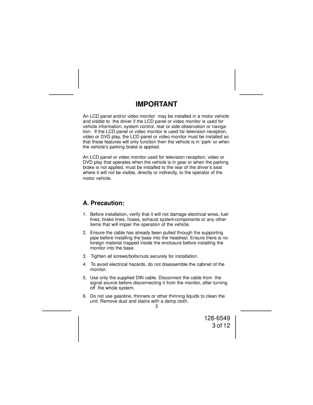 Audiovox LCM50 owner manual Precaution 