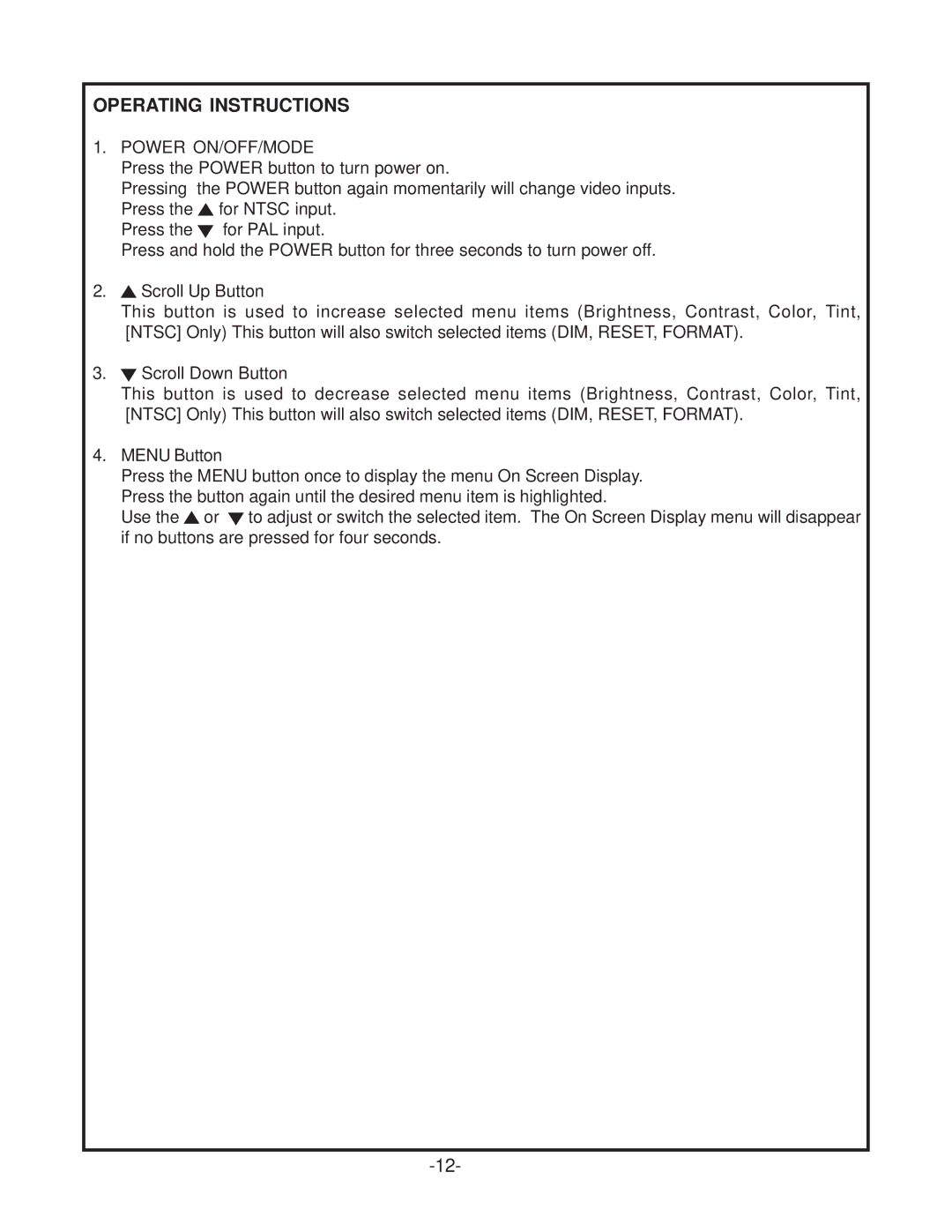 Audiovox LCM500NP operation manual Operating Instructions 