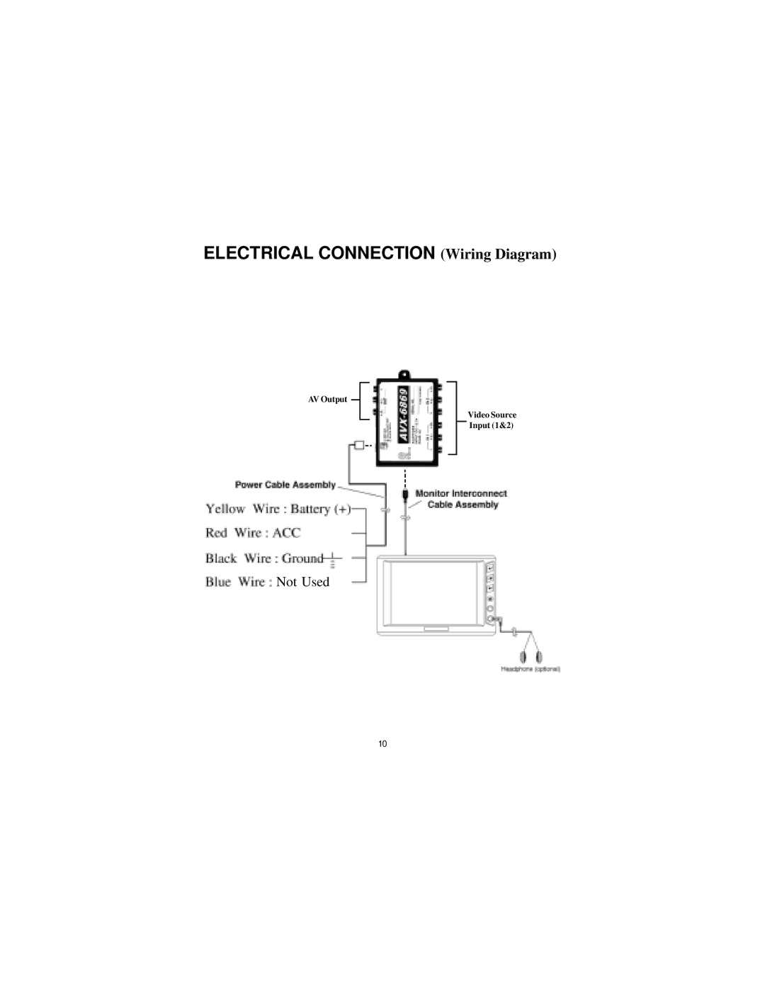 Audiovox LCM5043NP, LCM5643NP owner manual Electrical Connection Wiring Diagram 