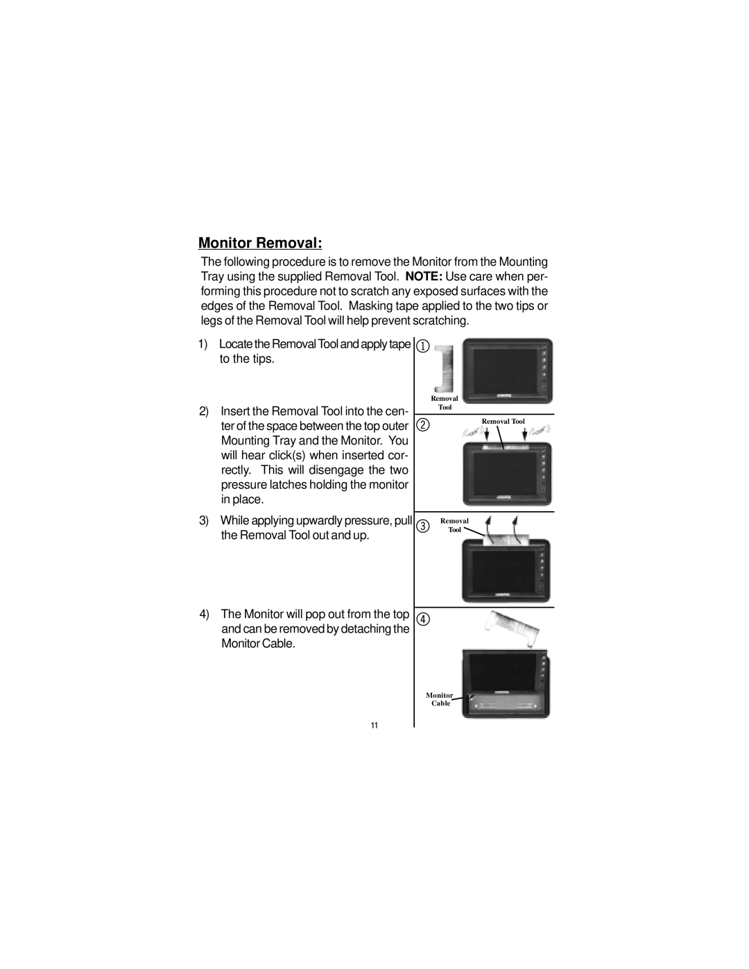 Audiovox LCM5643NP, LCM5043NP owner manual Monitor Removal 