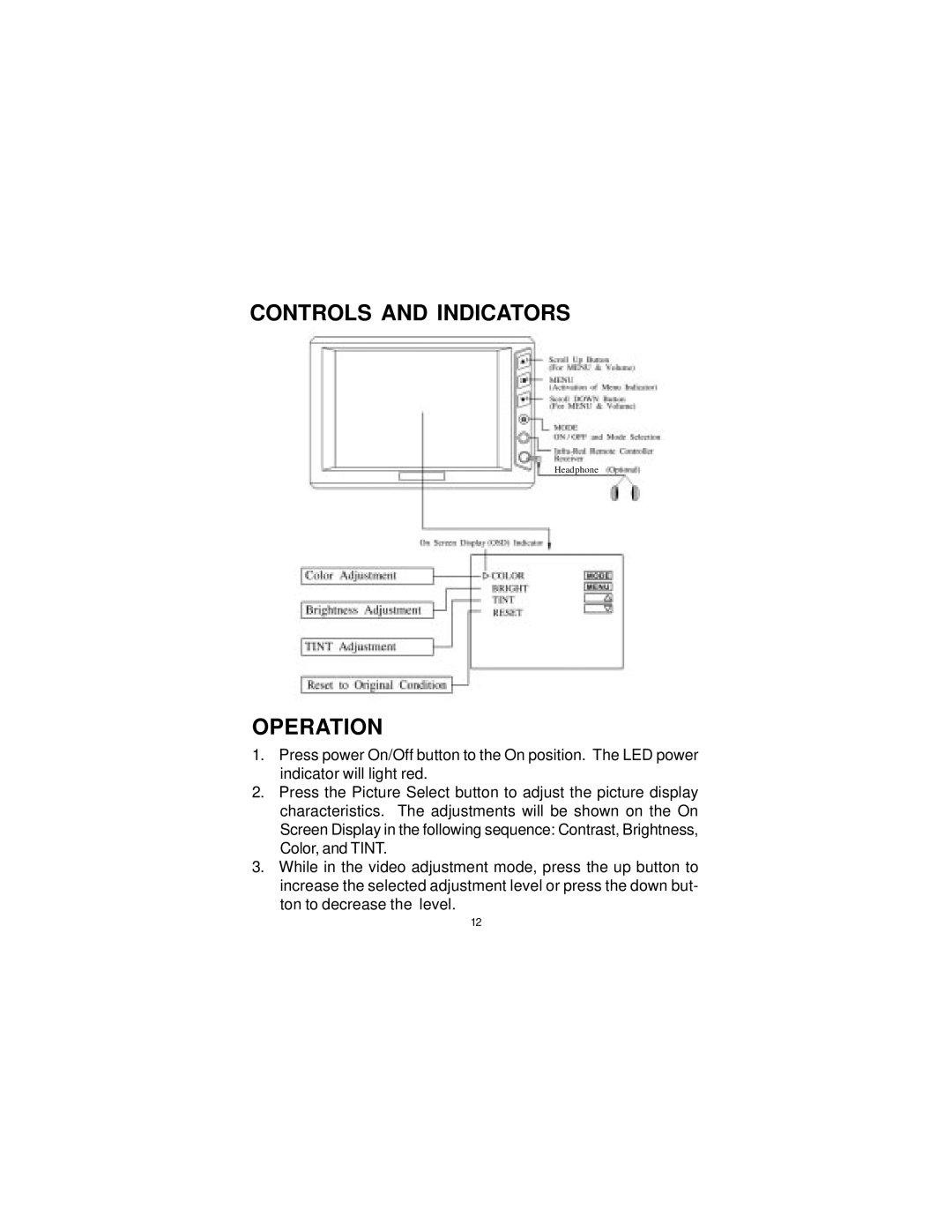 Audiovox LCM5043NP, LCM5643NP owner manual Controls and Indicators, Operation 