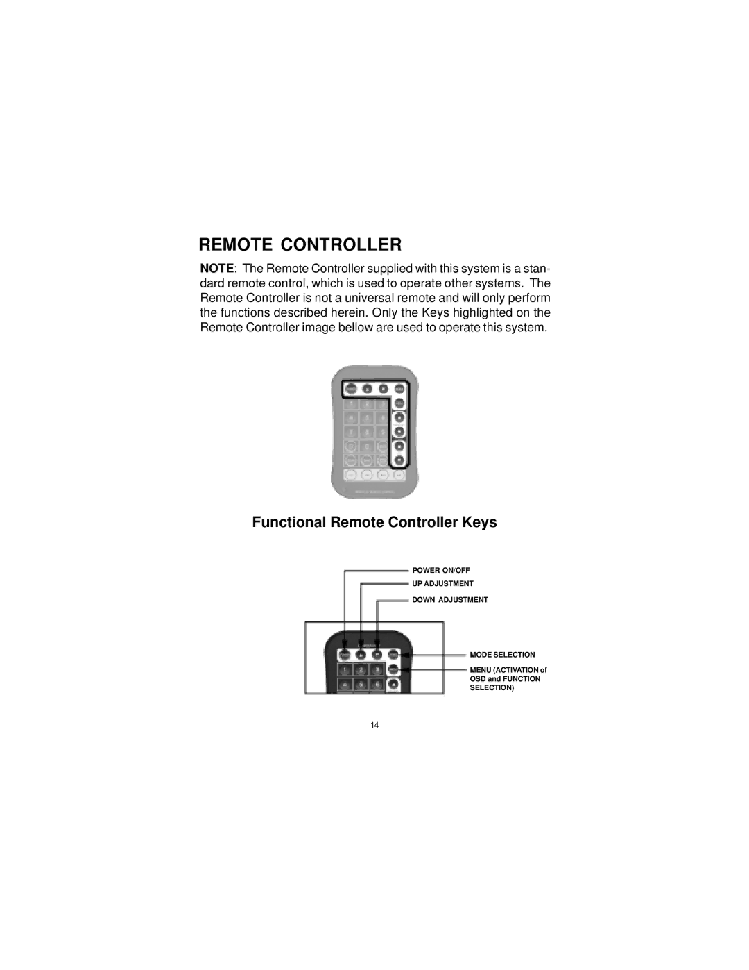 Audiovox LCM5043NP, LCM5643NP owner manual Functional Remote Controller Keys 