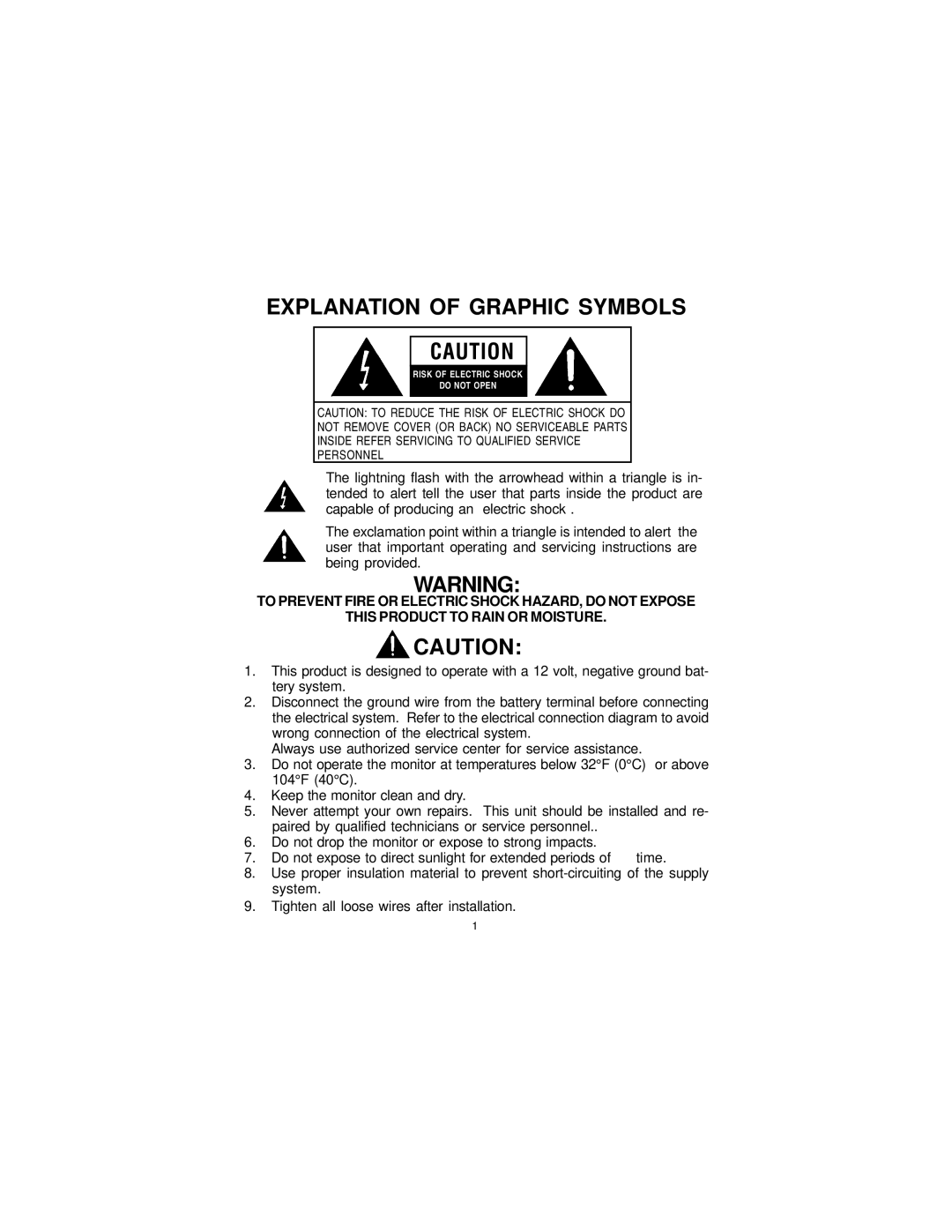 Audiovox LCM5643NP, LCM5043NP owner manual Explanation of Graphic Symbols 