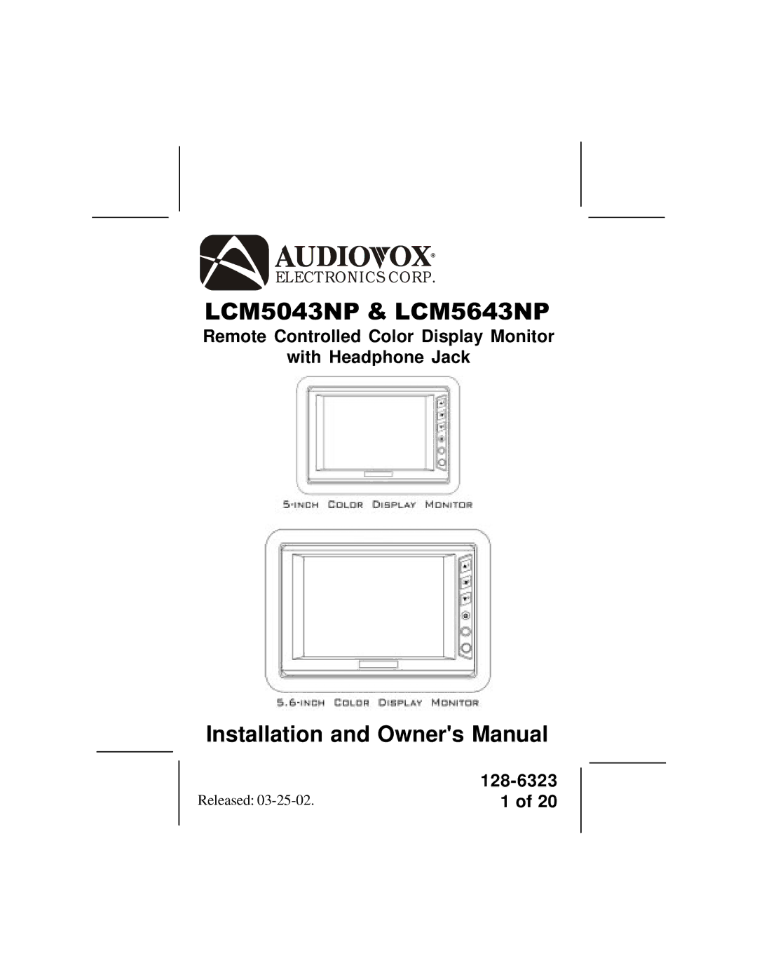 Audiovox owner manual LCM5043NP & LCM5643NP 