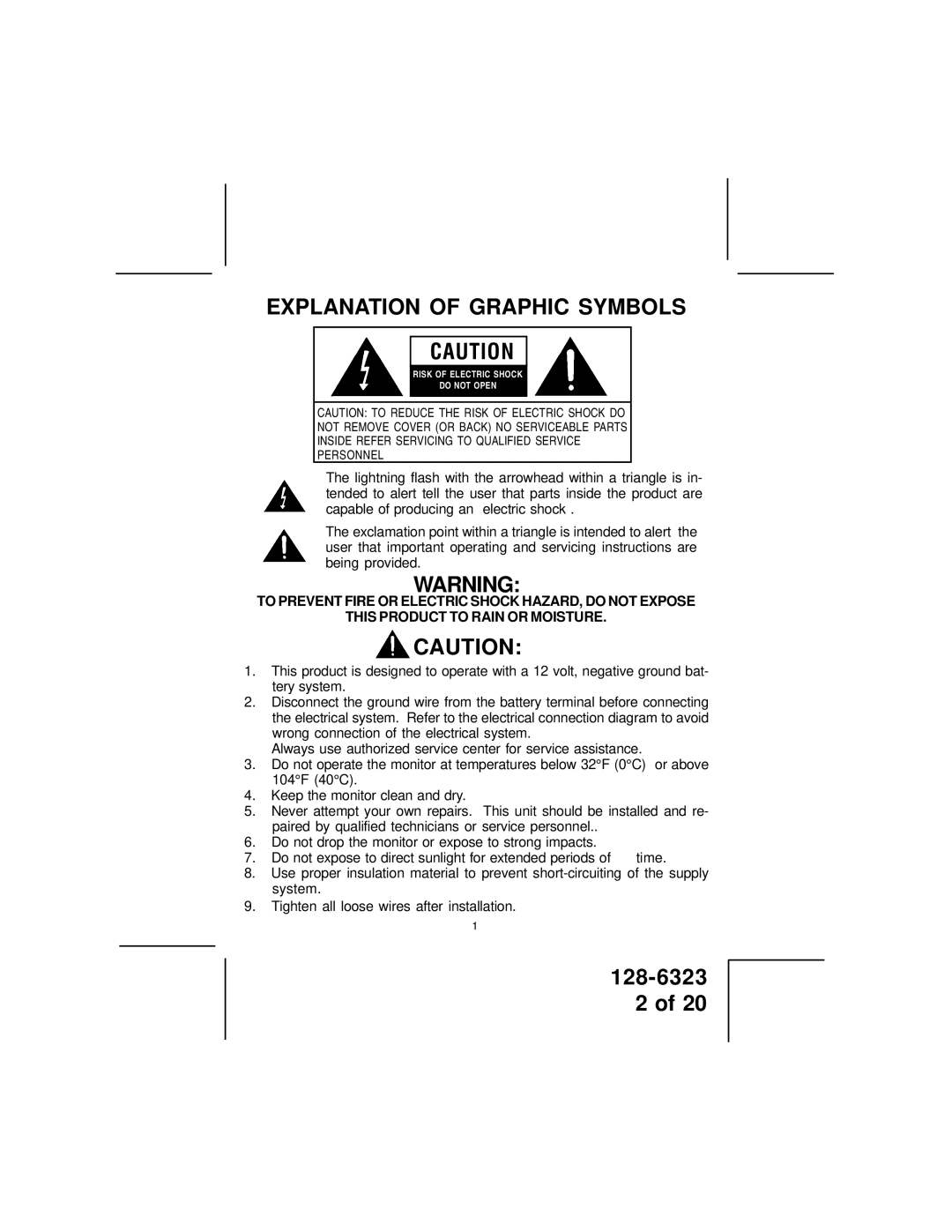 Audiovox LCM5643NP, LCM5043NP owner manual Explanation of Graphic Symbols 