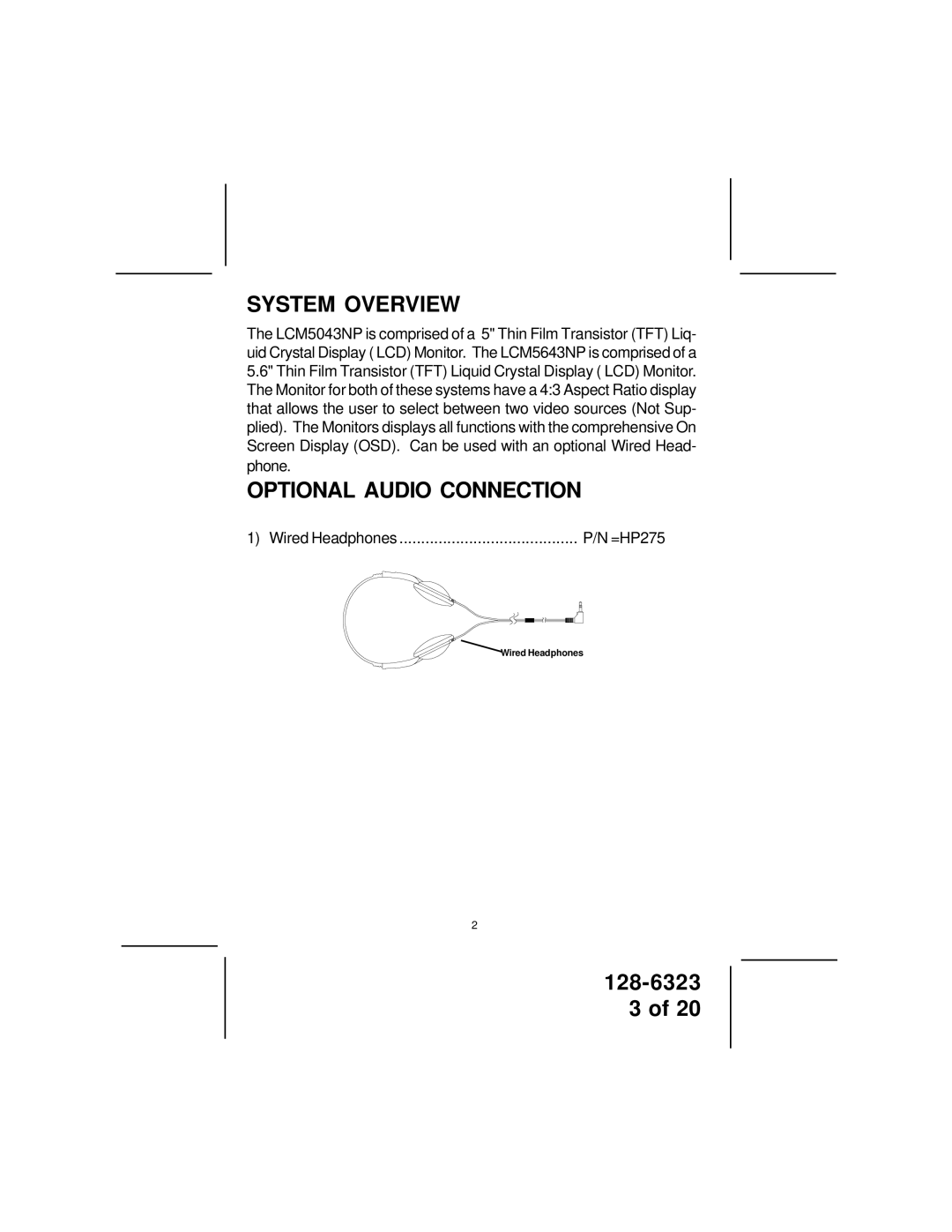 Audiovox LCM5043NP, LCM5643NP owner manual System Overview, Optional Audio Connection 