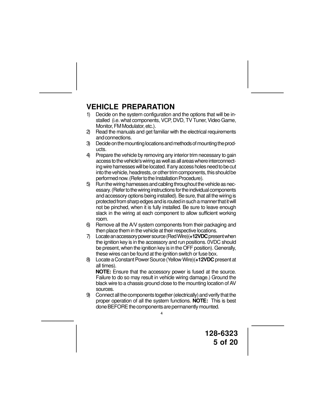 Audiovox LCM5043NP, LCM5643NP owner manual Vehicle Preparation 