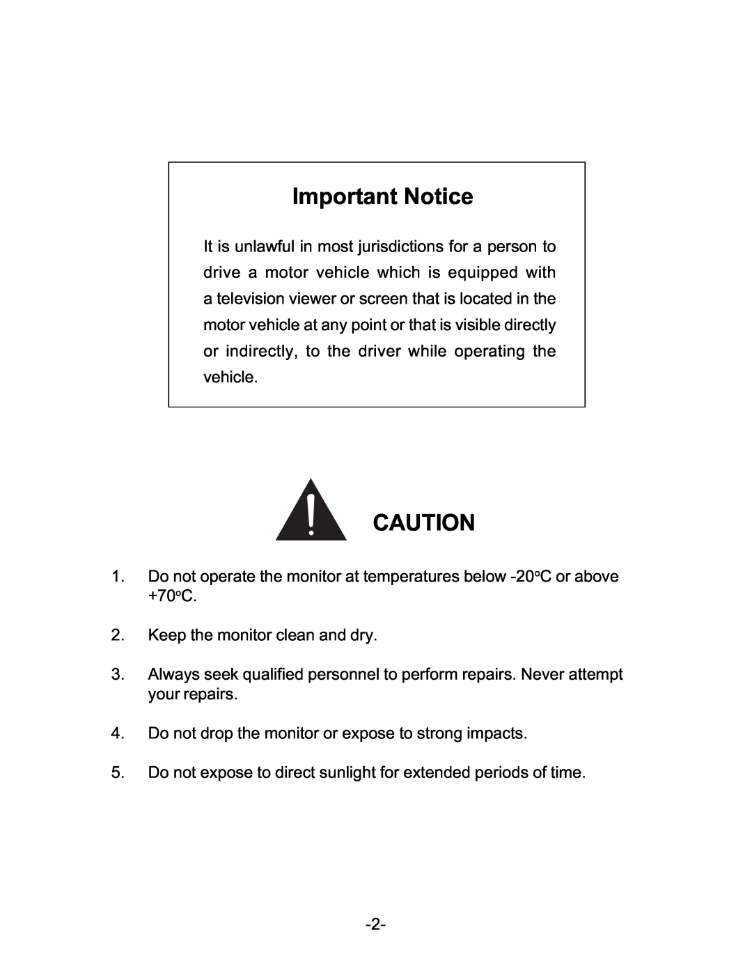 Audiovox LCM5N, LCM58N operation manual Important Notice 