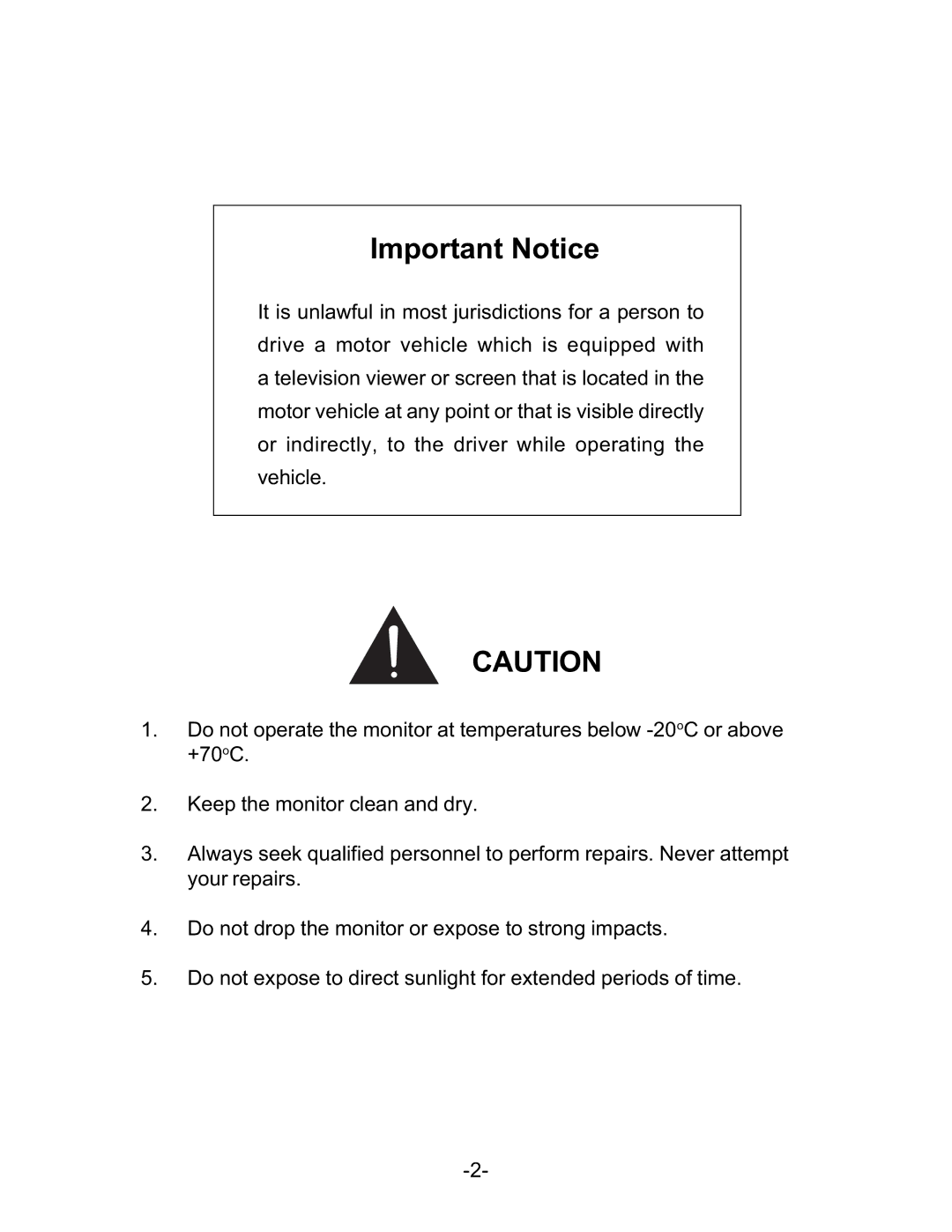 Audiovox LCM5N, LCM58N operation manual Important Notice 